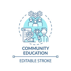 Fototapeta premium Community education concept icon. Legal services categories. Community learning in regard to responsibilities idea thin line illustration. Vector isolated outline RGB color drawing. Editable stroke