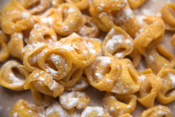 Handmade Cappelletti a form of tortellini from Romagna of Emilia Romagna