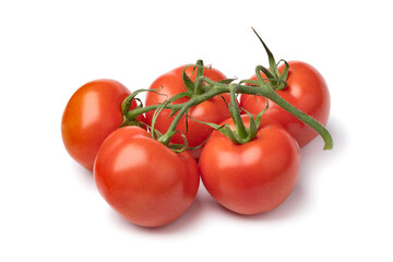  Bunch of red ripe juicy tomatoes isolated on white background