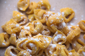 Handmade Cappelletti a form of tortellini from Romagna of Emilia Romagna