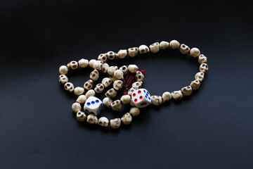 Dice on the black table