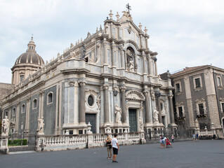 Fototapeta na wymiar Cathedral of Catania city center, Sicily, Italy