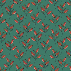 Seamless pattern of Ornamental plant. Vector stock illustration eps10. Hand drawing.