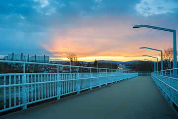 Dwelling houses at sunset in vienna
