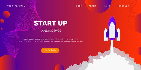 Business Landing Page with roket template with eps 10 for free royalty