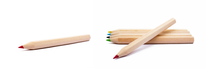 Wooden colorful ordinary pencils isolated on a white background