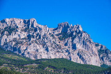 A majestic view of the rocky mountains ranges in clear sunny day