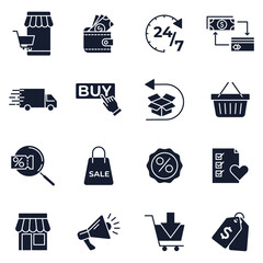 Set of online shopping and delivery icon. E-commerce pack symbol template for graphic and web design collection logo vector illustration