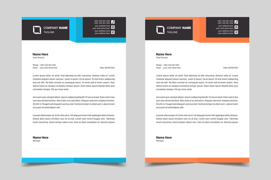 Letterhead Design Template. Creative, Simple And Clean Modern Business A4 Letterhead Template Design. Illustration Vector	