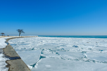 frozen lake in winter