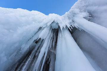Icicles in the rocky caves