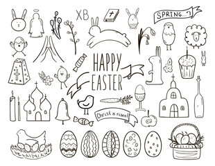 Easter doodle icons