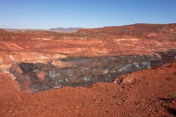 Pit of iron ore mine in Pilbara region in Western Australia