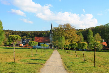 Hiking in the Harz, wooden church in the town Elend / Wandern im Harz, kleinste Holzkirche Deutschlands im Dorf Elend