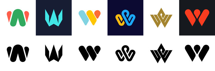 Set of letter W. Icon design. Template elements - Collection of vector sign
