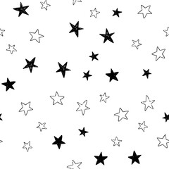 Star doodle seamless pattern. Background texture.