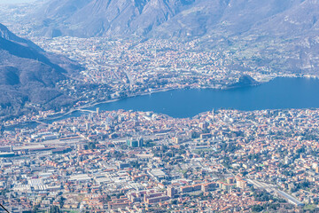 Aerial view of Lecco and his lake