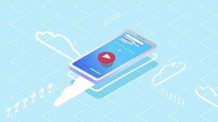 notification pops up on the screen of a modern smartphone backgroun 2d animation