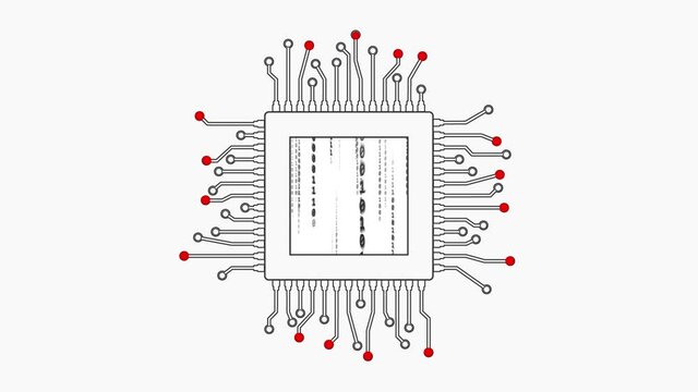 cpu computer system brain 2d processor animation