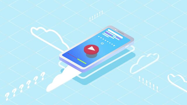 notification pops up on the screen of a modern smartphone backgroun 2d animation