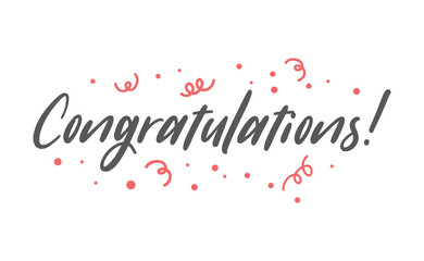 Congratulations hand written lettering calligraphic text. Congrats greeting message.