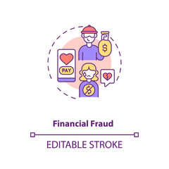 Financial fraud on dating website concept icon. Fake love feelings for being rich idea thin line illustration. Hackers victim, brokenhearted vector isolated outline RGB color drawing. Editable stroke