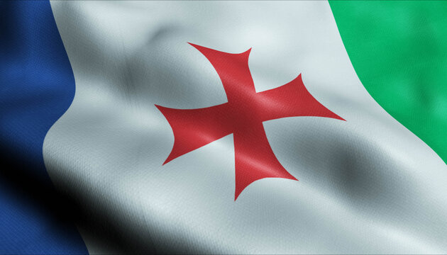 3D Waving Georgia City Flag of Abasha Closeup View