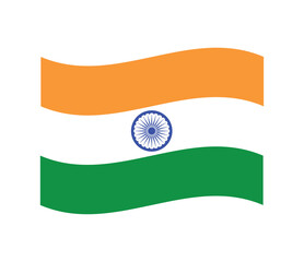 Flag of India, vector design. Saffron, white and green with Ashoka Chakra blue wheel.