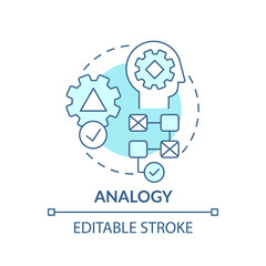 Analogy blue concept icon. Searching for solution. Analysis method, evaluation step. Problem solving idea thin line illustration. Vector isolated outline RGB color drawing. Editable stroke