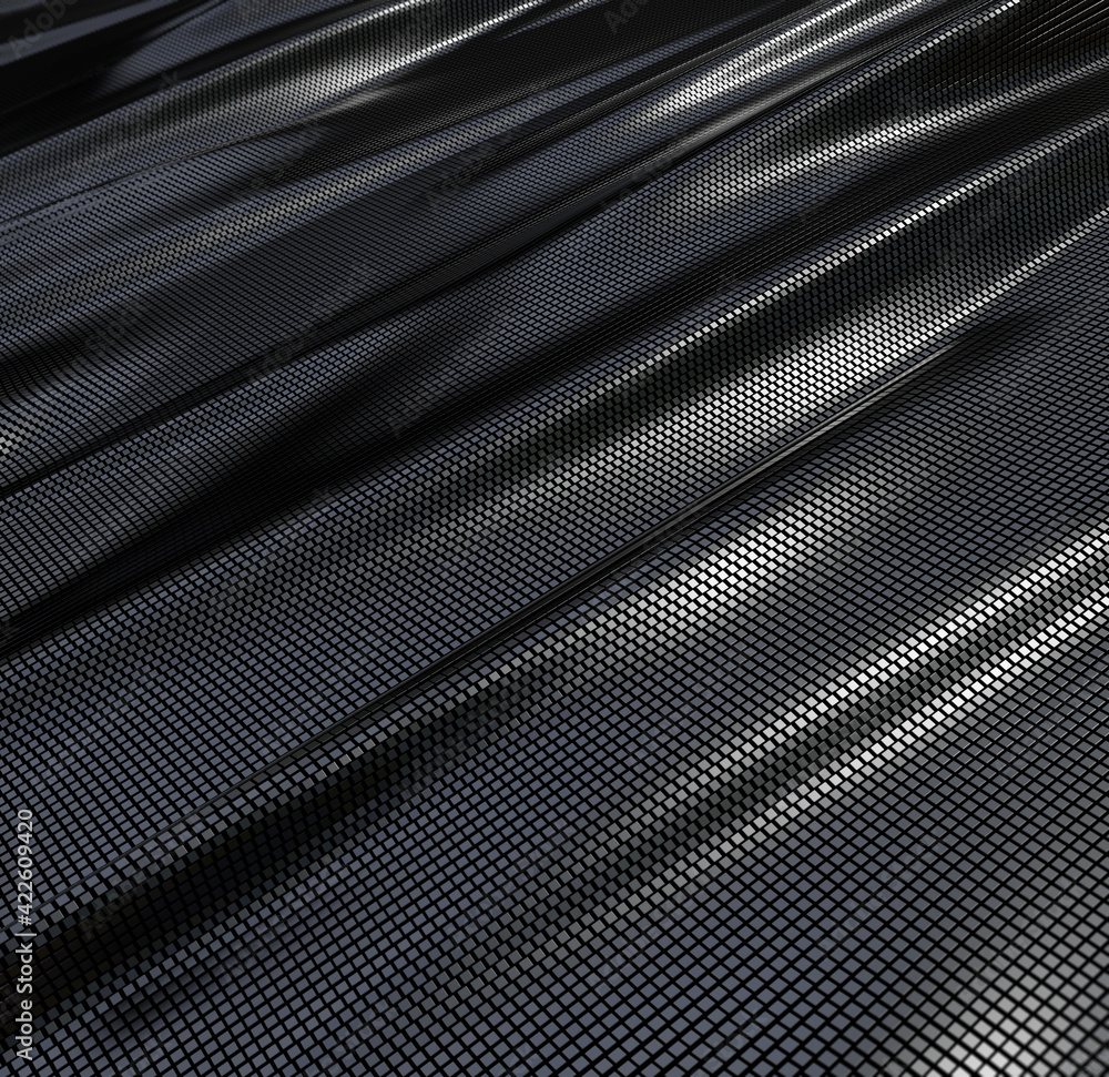 Poster dark carbon geometric abstract background with light sparkles and cube line patterns. corporate and 