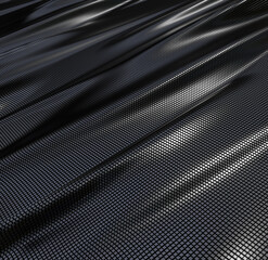 Dark Carbon Geometric Abstract background with light sparkles and cube line patterns. corporate and technology concept.