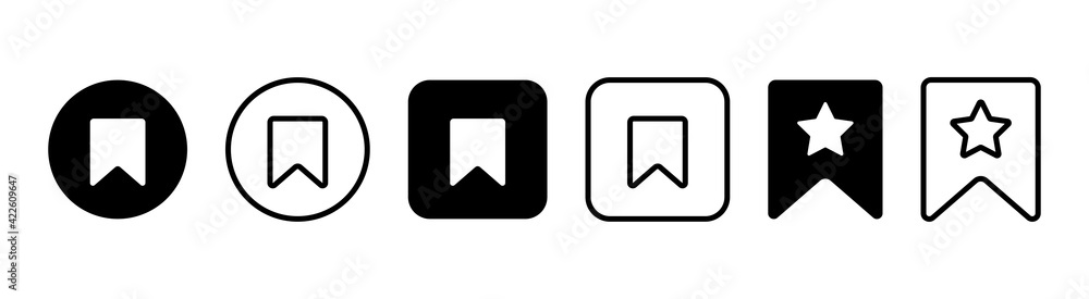 Poster bookmark icon different variations - flat and linear. set of icons for app or website. vector design