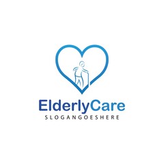 Elderly healthcare heart shaped logo. Nursing home sign