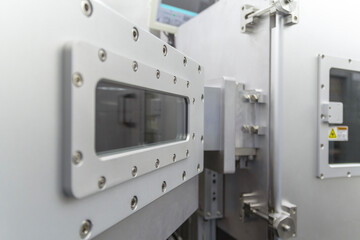 Part of chamber vacuum device industrial equipment silver color of research and development...