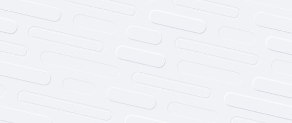 Neumorphism vector background. Minimal style white neumorphism website banner. Neumorphic UI UX interface design. Modern webdesign. Geometric white ultrawide 3d wallpaper.