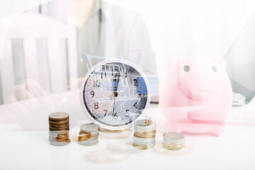 Healthcare costs and fees concept.Hand of smart doctor used a calculator for medical costs in...
