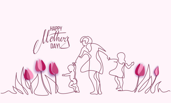 Kids drawing the mothers day Royalty Free Vector Image-saigonsouth.com.vn