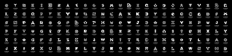 Abstract collection with letters. Geometrical abstract logos. Icon design