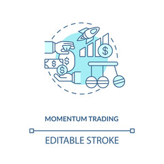 Momentum trading concept icon. Stock trading strategy idea thin line illustration. Analyzing price and volume information. Asset prices. Vector isolated outline RGB color drawing. Editable stroke