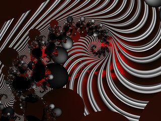 Red dark spirals abstract background with circles