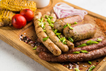 various meat homemade sausages