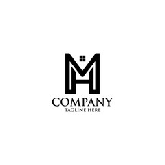 initial mh monogram logo design