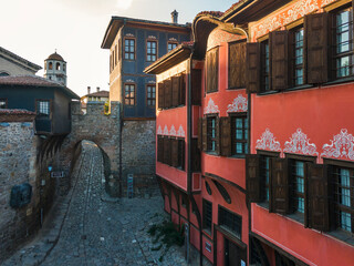 Fototapeta na wymiar Sunset view of The old town of city of Plovdiv, Bulgaria