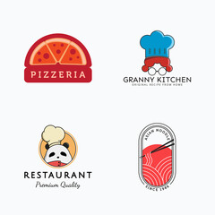 Set of colorful restaurant and chef logo vector illustration design