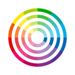 Color wheel icon. Pigment spectrum circle isolated on white background. Vector illustration.