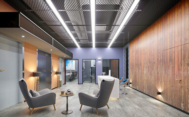 3d render of luxury hotel lobby and reception