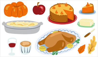Thanksgiving Day food turkey and pumpkin