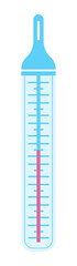 Thermometer icon vector. The red thermometer shows the patient s high temperature. Symptoms of coronavirus, fever