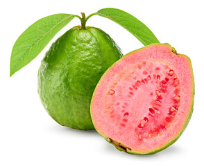 guava with slice isolated on white background. clipping path