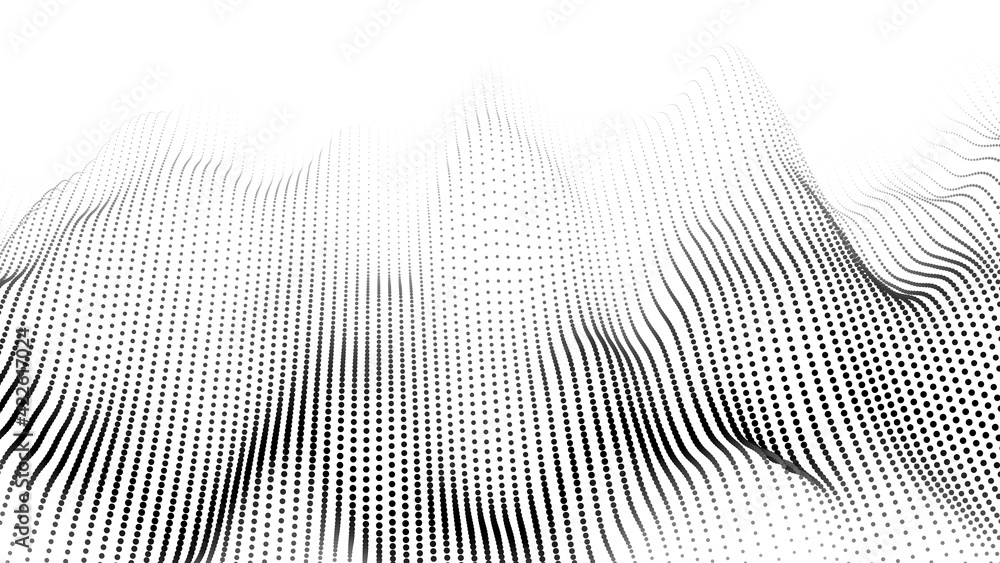 Poster vector wave of dark particles on white background. technology backdrop. pattern for presentations. v